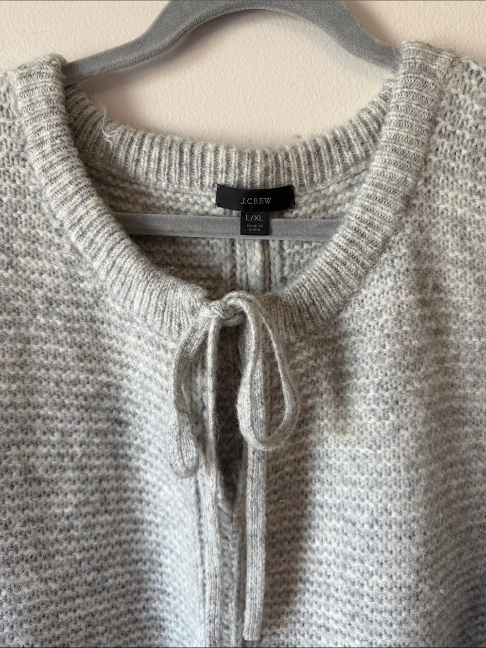 J. Crea Knit Tie-Front Long Sweater Dress - Light Gray